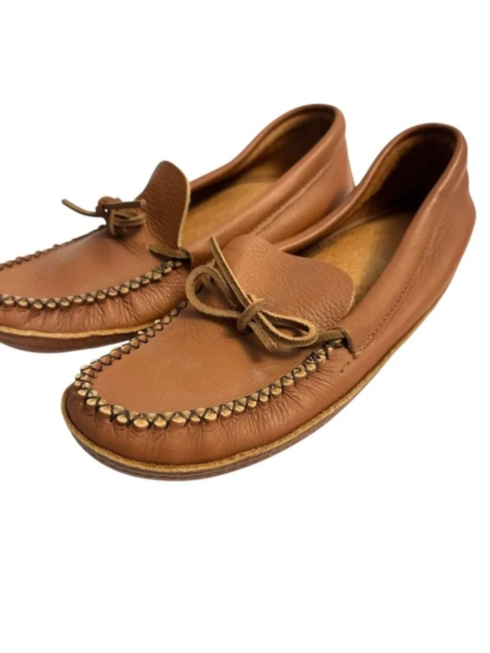 Genuine Leather House Moccasins Brown Slip On Padded Indoor Slippers Men's 13